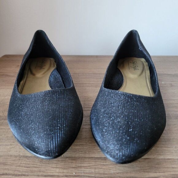 NEW WITHOUT BOX SOFT STYLE HUSH PUPPIES SHIMMER POINTY FLATS SIZE 9.5 WOMENS - Picture 7 of 16